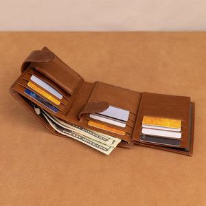 Leather <b>Men's</b> Rfid Trifold <b>Wallet</b> Leather <b>Wallet</b> <b>Large</b> Capacity Coin Purse Slim With Id Window and Card Holder TDW-0091B - Product Image 5