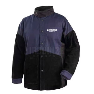 Venta al por mayor de servicios personalizados OEM hombres vaca Split cuero Fr chaqueta de soldadura precio barato Fr chaqueta de soldadura - Product Image 1