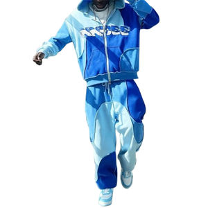 Sweat à capuche et pantalon de jogging à épaules tombantes, surdimensionné, à blocs de couleur, 100% coton, personnalisable, taille américaine, impression graphique sur écran, faible MOQ, streetwear - Product Image 5