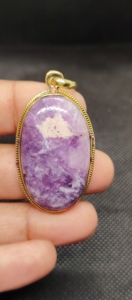 Colgante de Piedra Preciosa de Lepidolita Azul Natural de Alta Calidad en Latón, Joyería de Piedra Curativa Hecha a Mano - Product Image 4