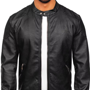 Blouson bombardier décontracté grande taille avec logo personnalisé 2025 manteau garçon avec logo d'hiver en cuir noir pour l'extérieur - Product Image 1