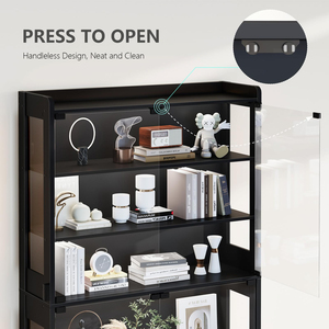 Vitrine de présentation de figurines en gros avec éclairage LED, étagères en verre trempé, 2 tiroirs, mobilier de salle de jeux, vitrine pour objets de collection - Product Image 6