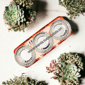 Plato de bandeja para servir con diseño martillado de cobre puro con tres tazones para servir frutas secas - Product Image 2