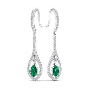 ต่างหูแบบห่วง REYES ราคาขายส่ง ทองคำแท้ 14K ประดับเพชรแท้รับรองโดย IGI ทรงรี ประณีต น้ำหนัก 0.72 กะรัต พร้อมอัญมณีมรกต - Product Image 1