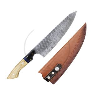 Couteau de chef de cuisine en acier Damas ambidextre fait main de haute qualité, étui en cuir, 60 HRC |   Fournisseur B2B direct d'usine HOT - Product Image 1