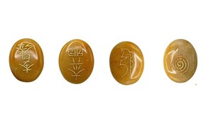 Haute qualité usui reiki jaspe jaune ovale Feng Shui symbole reiki ensemble pierre naturelle guérison usui cristal pierre précieuse en gros - Product Image 6