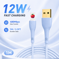 Cable USB-A a Lightning, Carga Rápida de 12W, Transferencia de Datos de 480Mbps, Trenzado de Nailon, para iPhone 15/16/17 Pro Max, 1m de Longitud, OEM/ODM