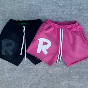 Fabricant de shorts pour hommes légers au design personnalisé tissu en coton délavé au soleil sérigraphié short en éponge française pour hommes - Product Image 5