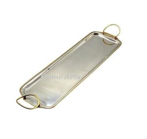Bandeja de servicio de acero inoxidable de color plateado hecha a mano, forma Rectangular de la mejor calidad para bandeja de servicio de comida de postre - Product Image 1