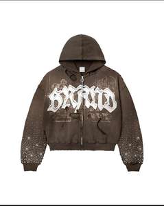 Sudaderas Personalizadas Vintage Bordadas con Pedrería, Estilo Urbano, Serigrafía, Lavado Ácido, Talla Grande, 100% Algodón, Alta Calidad para Hombre - Product Image 5