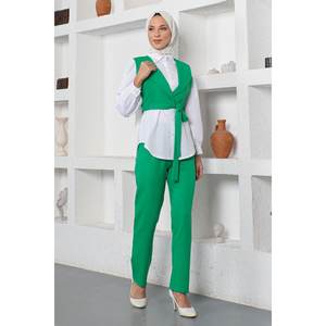 Ensemble décontracté trois pièces avec veste courte personnalisable XS/XSs/longueur midi, col à capuche, coupe ample pour le bureau ou le club - Product Image 6