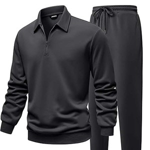Ensemble de survêtements pour homme, veste et pantalon de survêtement à fermeture éclair intégrale, jogging athlétique de 2 pièces, tenue de sport décontractée à blocs de couleurs - Product Image 6