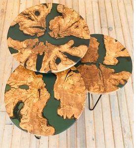 FORMAS ACABADOS ALTAMENTE LUJOSO Muebles para el hogar Madera maciza de nogal Restaurante Comedor Café Río Cocina Mesa de losa de resina epoxi - Product Image 2