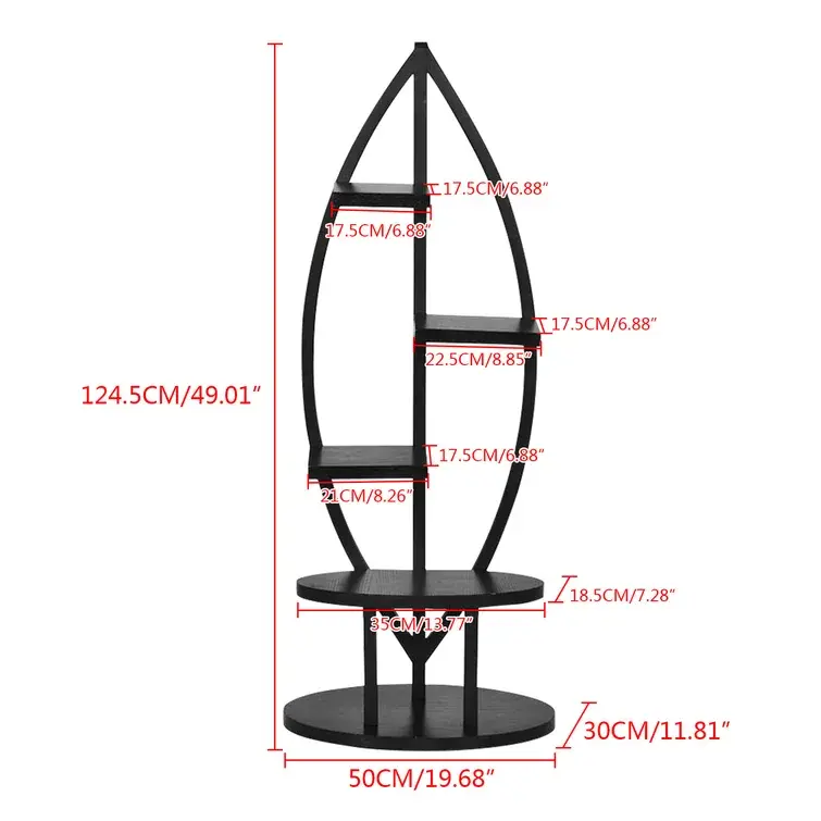 2023 Top Verkoop Moderne Minimalistische Hoek Decoratieve Zwarte Kleur Ovale Multi-Tiered Plant Stand Voor Woon-Eetkamer Decoratie