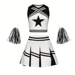 Uniformes de cheerleading sans manches bleus pour filles Nouveaux ensembles de style avec short Cheer Practice Wear - Product Image 5