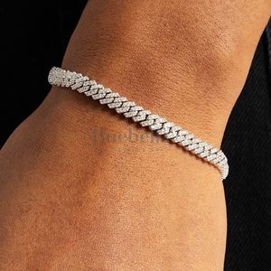 Fine 5mm 14K White Gold Plated 925 Sterling <b>Silver</b> VVS Moissanite Diamond Iced Cuban Link <b>Bracelet</b> for Women Hip Hop Jewelry - Product Image 1