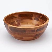 Bol de service artisanal en bois d'acacia SHAHID HANDICRAFTS, personnalisé, écologique, style américain moderne, poli à l'indienne, compatible lave-vaisselle