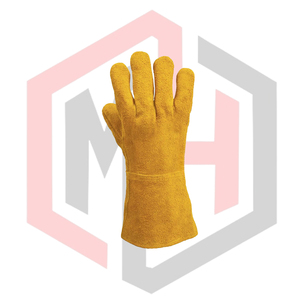 Gants de soudage en cuir fendu résistants à la chaleur, antistatiques, résistants aux déchirures, 7 oz, 16 pouces, poignet en tricot, sans silicone, sans poudre - Product Image 3