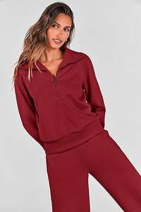 Ensemble de survêtement décontracté pour femmes en deux pièces avec capuche imprimée pour l'hiver, veste zippée et pantalon à taille élastique, 100% coton - Product Image 6