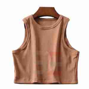 Tissu tissé dernière conception grande taille débardeurs courts pour les femmes Yoga Fitness Wear séchage rapide respirant - Product Image 4