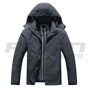 Veste de pluie unisexe légère imperméable en toile à col montant et à capuche, coque extérieure respirante à séchage rapide pour la randonnée et les voyages - Product Image 1