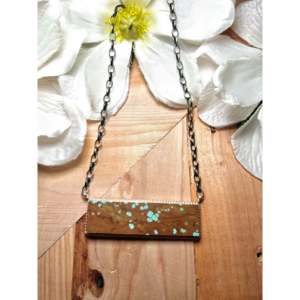 Brandon Etritty # Collier 8 Turquoises et Diamants en Or 14k 18k, Or Rose 18k, Style Vintage Tendance, Sertissage Clos, Argent Sterling, Longueur 8 pouces - Product Image 1