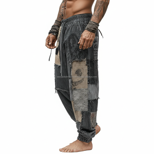 Pantalones Harem Holgados de Lona Estilo Hip Hop para Hombre, Retro, con Bloques de Color, Transpirables, Venta al Por Mayor - Product Image 3