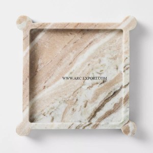 Fabricant de plateau de serveur de nourriture classique de forme carrée en marbre dernière conception de plateaux de nourriture décoratifs de dessus de table faits à la main - Product Image 1