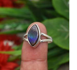 Ammolite Gemstone <b>Ring</b> Handmade in 925 Sterling Silver Solid Silver <b>Statement</b> Jewelry <b>Ring</b> <b>for</b> <b>Women</b> Multicolor Crystal <b>Ring</b> - Product Image 2