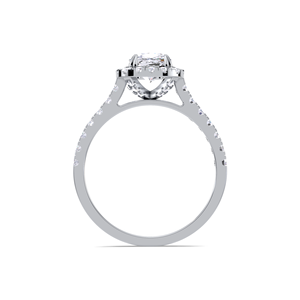 Anillo de compromiso de diamante cultivado en laboratorio de 1.52 quilates con corte cojín y doble halo, plata de ley 925 maciza con baño de rodio y pavé de lujo - Product Image 4