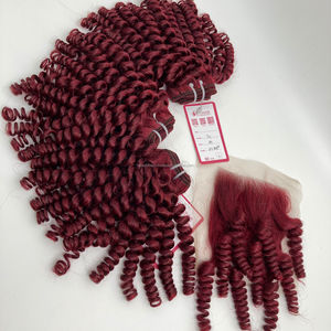 Pelucas de cabello humano ondulado profundo rojo oscuro con cierre de encaje de alta calidad extensiones de cabello crudo vietnamita - Product Image 6