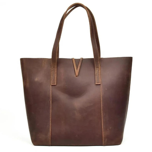 Sac fourre-tout vintage en cuir véritable, couleur unie, fermeture à fermoir, toutes saisons, usage quotidien, sac à main pour femme - Product Image 4