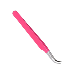 Pinzas para Pestañas de Alta Calidad con Mango Recubierto de Rosa, Acero Inoxidable, Punta Angulada y Puntiaguda, Mango Liso - Product Image 3