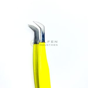 Pince à épiler personnalisée en acier inoxydable jaune néon pour extension de cils pince à épiler à tête ronde - Product Image 5