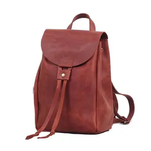 Premium Leather Custom Girls Fashion Women Bag Outdoor Used Backpack Brown Leather College Backpack Travel Backpack Bag