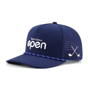 Quick Dry Golf Cap 5-Panel Performance <b>Hat</b> With Custom 3D Embroidery Logo Laser Cut Holes Plastic Back Closure Fast Delivery OEM - Product Image 2
