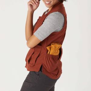 <b>Women's</b> Summer Short Sleeve <b>Waistcoat</b> Jacket Wholesale Cotton Outwear with Turn-Down Collar and Big Pocket Sheep Skin Leather - Product Image 4