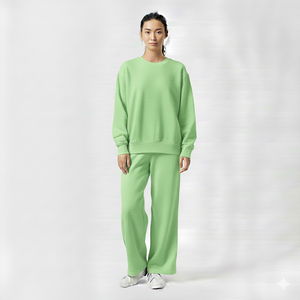 Ensemble sweat-shirt à capuche et pantalon de survêtement à jambes larges pour femme, hiver, régulier, imperméable, écologique, deux pièces, 100% coton biologique, décontracté, confortable - Product Image 2