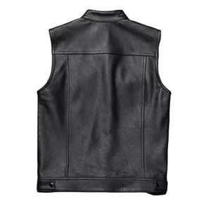 Chaleco de Cuero Vacuno Genuino de Color Personalizado para Hombre, Nuevo Chaleco de Motociclista sin Mangas con Patrón 3D, Informal, para Invierno - Product Image 1