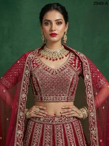 Lehenga Choli Tradicional para Mujer, Ropa India y Pakistaní, para Bodas y Fiestas, con Lentejuelas y Bordado Dori, Color Rosa, Gran Venta - Product Image 6