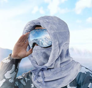 Masque de ski d'hiver en peluche douce, respirant et imperméable avec cordon de serrage réglable pour les activités sportives et par temps froid - Product Image 4