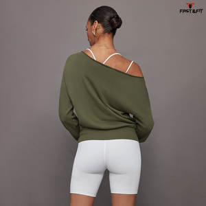Sudaderas de manga larga de tendencia superior 2025, sudadera transpirable antiarrugas con hombros descubiertos para mujer - Product Image 5