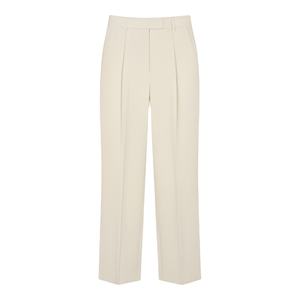 กางเกงขายาวผ้าแคนวาสทรงตรงเอวกลางผูกเชือก แห้งเร็ว ระบายอากาศดี สำหรับผู้หญิง สไตล์ลำลอง ธุรกิจ ทำงาน ออฟฟิศ ผ้าฝ้าย 100% - Product Image 1