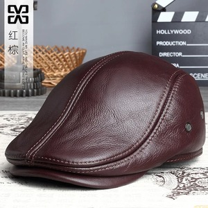 Sombrero de cuero genuino para hombre, gorra de cuero de invierno para adultos, sombrero cálido para Elder Papa, Viseras para hombre, gorra cálida, protección para los oídos, - Product Image 5