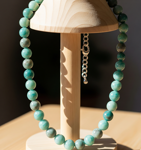 Collier de verrouillage noué à la main en argent 925 pour femmes de 18 pouces perles de pierre d'amazonite Design géométrique guérison naturelle mode à la mode - Product Image 3