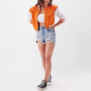 Chaqueta corta de punto para mujer, chaqueta con letras, poliéster duradero/algodón, resistente al viento, cómoda - Product Image 3