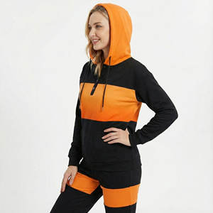 เสื้อฮู้ดดี้ผู้หญิงแฟชั่นสุดฮิต สไตล์สตรีทแวร์ แขนยาว มีกระเป๋าติดกระดุม คอเฮนลีย์ ดีไซน์บล็อกสี ผลิตตามสั่ง OEM - Product Image 2