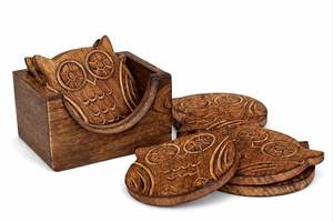 Decorative Wooden Handmade Coaster with High Quality Bohemian Style Eco-Friendly Customizable Design for <b>Table</b> Protection Decor - Product Image 4