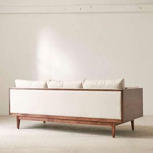 Sofá de madera maciza de alta calidad para sala de estar, oficina, salón y mobiliario de hotel con estructura duradera y cojín cómodo. - Product Image 1