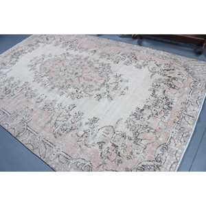 Grand tapis turc 6,3x10 pieds (192x306 cm), tapis en laine marocain gris vintage - Product Image 4